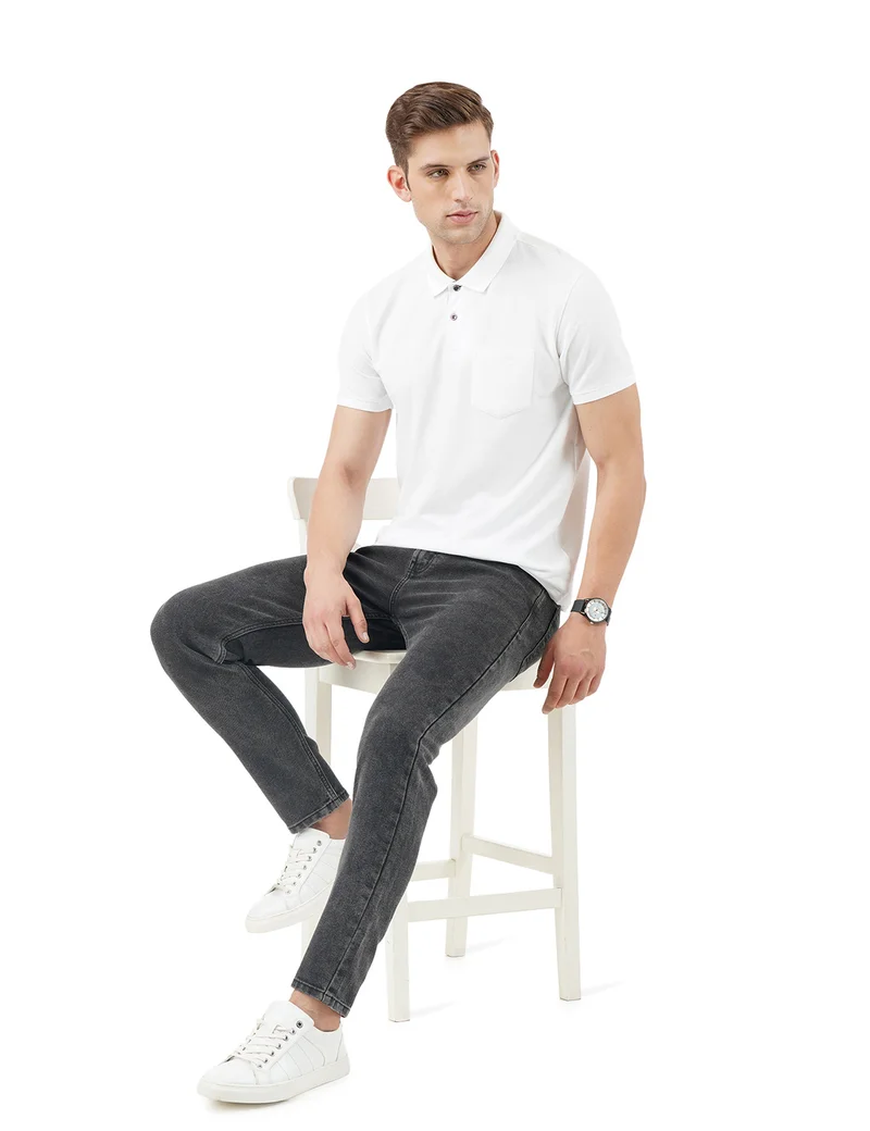 Inkd BLACK - Grey Dilemma Men's Slim Fit Jeans - Mid-Rise | Cotton Blend | Contrast Stitch | Stretchable Fabric | Classic 5 Pocket Styling for Men | Best Price UAE